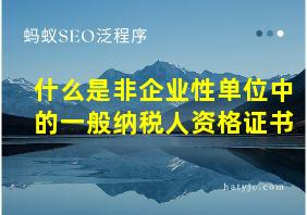 什么是非企业性单位中的一般纳税人资格证书