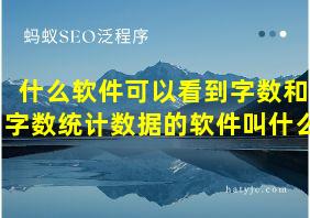 什么软件可以看到字数和字数统计数据的软件叫什么