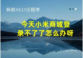 今天小米商城登录不了了怎么办呀