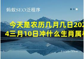 今天是农历几月几日2024三月10日冲什么生肖属相