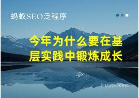 今年为什么要在基层实践中锻炼成长