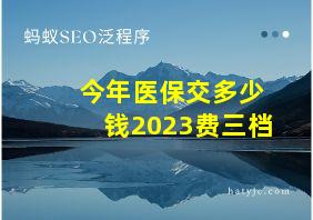 今年医保交多少钱2023费三档