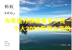 今年医疗保险是多少钱一个人2020年怎么交的