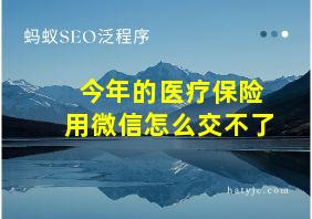 今年的医疗保险用微信怎么交不了