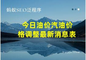 今日油价汽油价格调整最新消息表