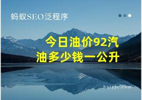 今日油价92汽油多少钱一公升