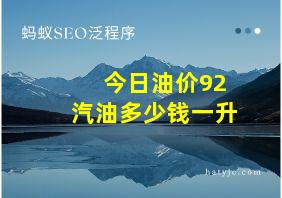 今日油价92汽油多少钱一升