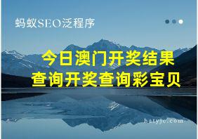 今日澳门开奖结果查询开奖查询彩宝贝