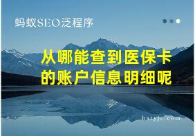 从哪能查到医保卡的账户信息明细呢