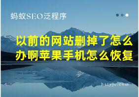 以前的网站删掉了怎么办啊苹果手机怎么恢复