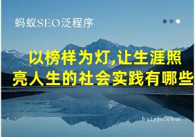 以榜样为灯,让生涯照亮人生的社会实践有哪些