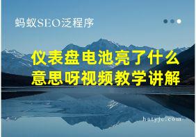 仪表盘电池亮了什么意思呀视频教学讲解