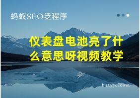 仪表盘电池亮了什么意思呀视频教学