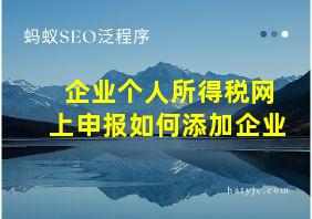 企业个人所得税网上申报如何添加企业