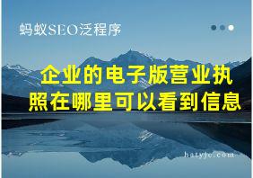 企业的电子版营业执照在哪里可以看到信息