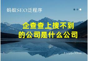 企查查上搜不到的公司是什么公司