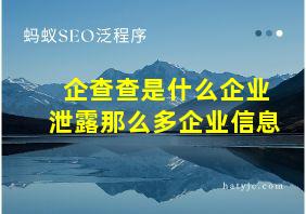 企查查是什么企业泄露那么多企业信息