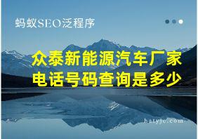 众泰新能源汽车厂家电话号码查询是多少