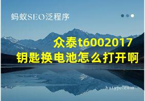 众泰t6002017钥匙换电池怎么打开啊