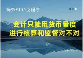 会计只能用货币量度进行核算和监督对不对