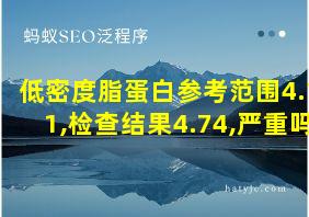 低密度脂蛋白参考范围4.11,检查结果4.74,严重吗