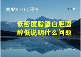 低密度脂蛋白胆固醇低说明什么问题