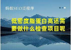 低密度脂蛋白高还需要做什么检查项目呢