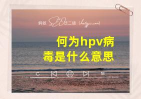 何为hpv病毒是什么意思