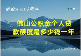 佛山公积金个人贷款额度是多少钱一年