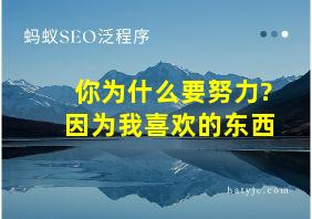 你为什么要努力?因为我喜欢的东西