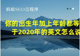 你的出生年加上年龄都等于2020年的英文怎么说