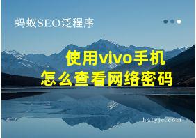 使用vivo手机怎么查看网络密码