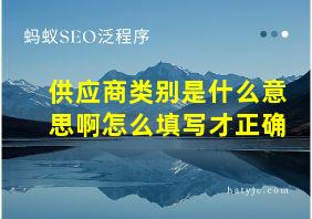 供应商类别是什么意思啊怎么填写才正确