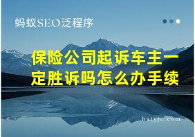 保险公司起诉车主一定胜诉吗怎么办手续