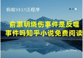 俞灏明烧伤事件是反噬事件吗知乎小说免费阅读