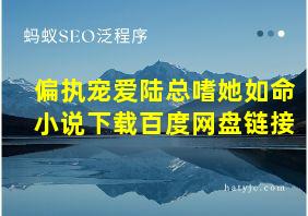 偏执宠爱陆总嗜她如命小说下载百度网盘链接