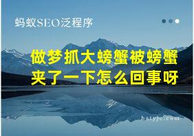 做梦抓大螃蟹被螃蟹夹了一下怎么回事呀