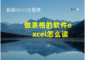 做表格的软件excel怎么读