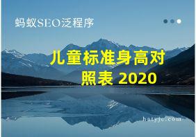 儿童标准身高对照表 2020