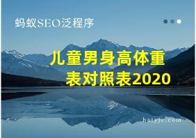 儿童男身高体重表对照表2020