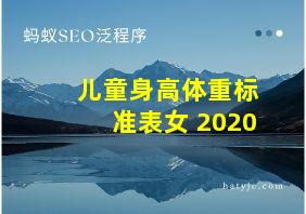 儿童身高体重标准表女 2020