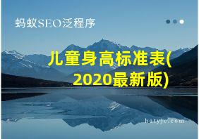 儿童身高标准表(2020最新版)