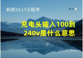 充电头输入100到240v是什么意思