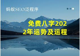 免费八字2022年运势及运程