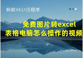 免费图片转excel表格电脑怎么操作的视频