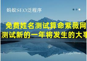 免费姓名测试算命紫薇网测试新的一年将发生的大事