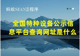 全国特种设备公示信息平台查询网址是什么