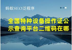 全国特种设备操作证公示查询平台二维码在哪