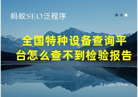 全国特种设备查询平台怎么查不到检验报告