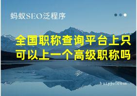 全国职称查询平台上只可以上一个高级职称吗